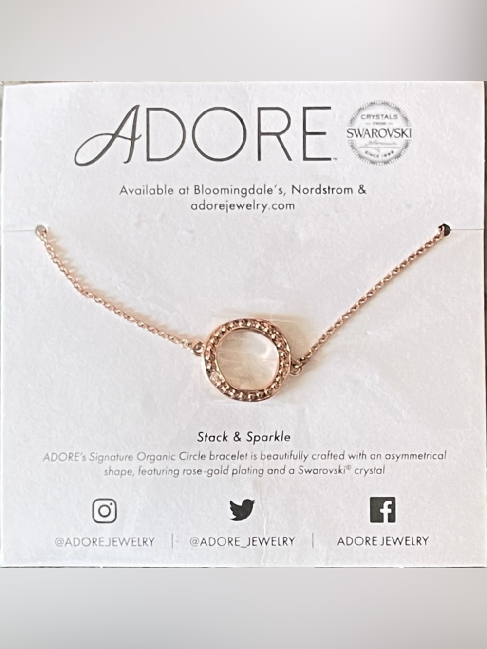Adore Rose Gold Crystal-Accented Organic Circle Bracelet